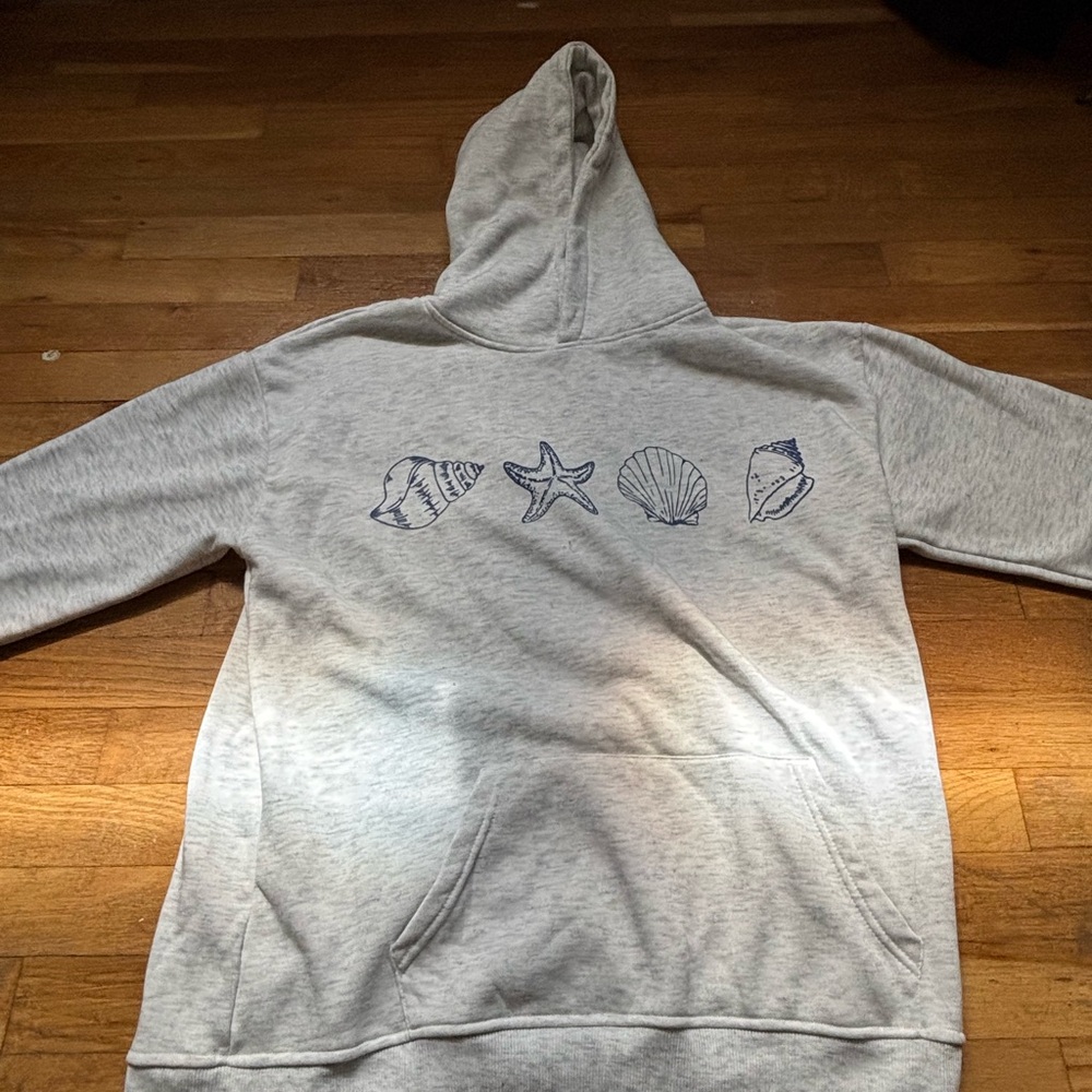 Amazon Essentials Gray Hoodie with Sea Shell Design